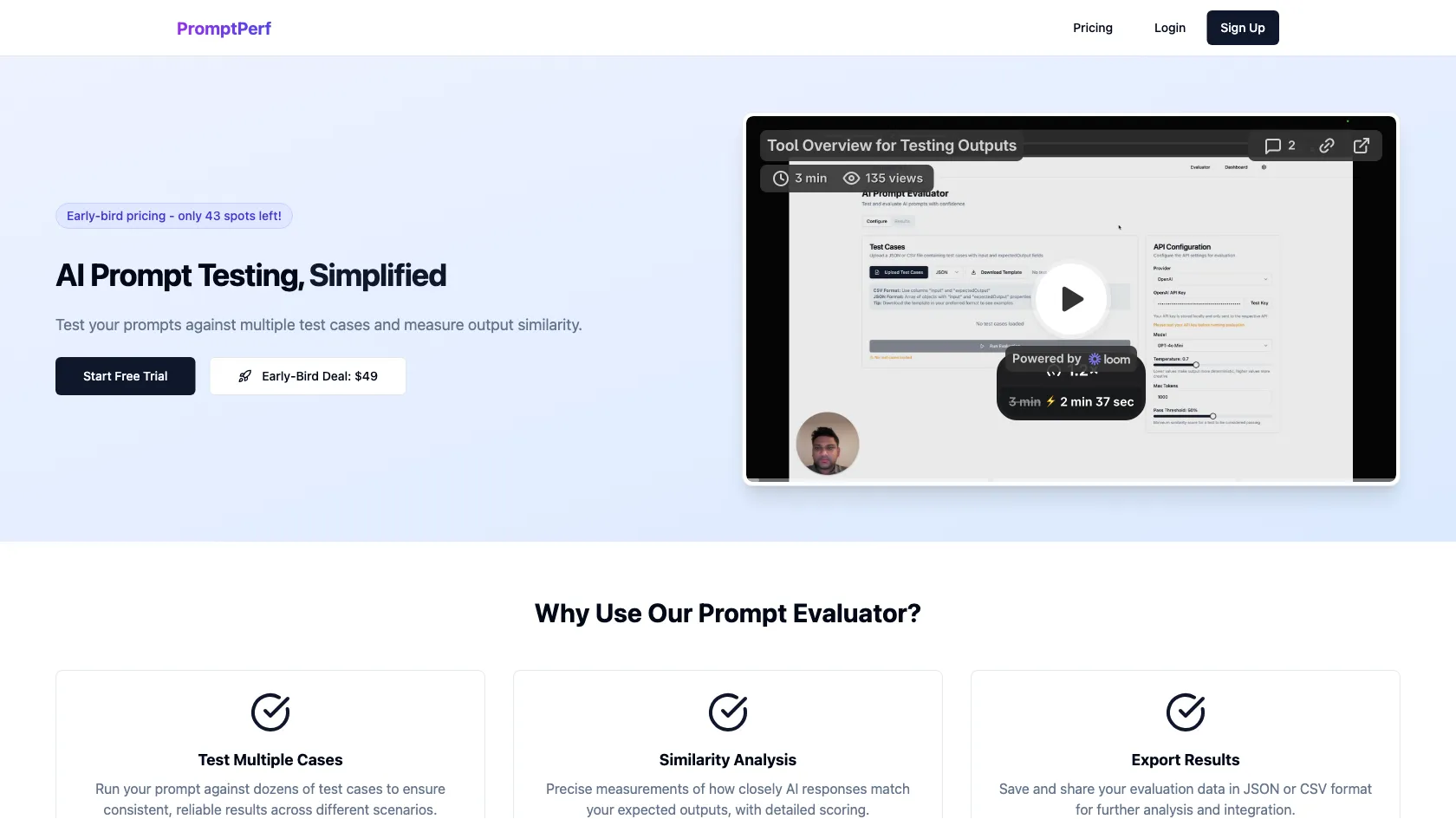 Screenshot or logo of PromptPerf tool