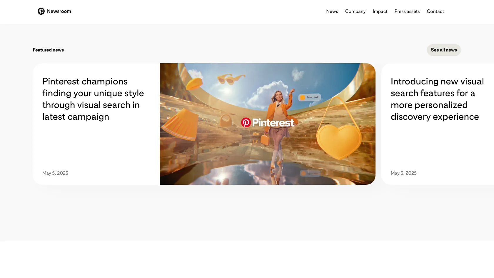 Screenshot or logo of Pinterest Newsroom tool