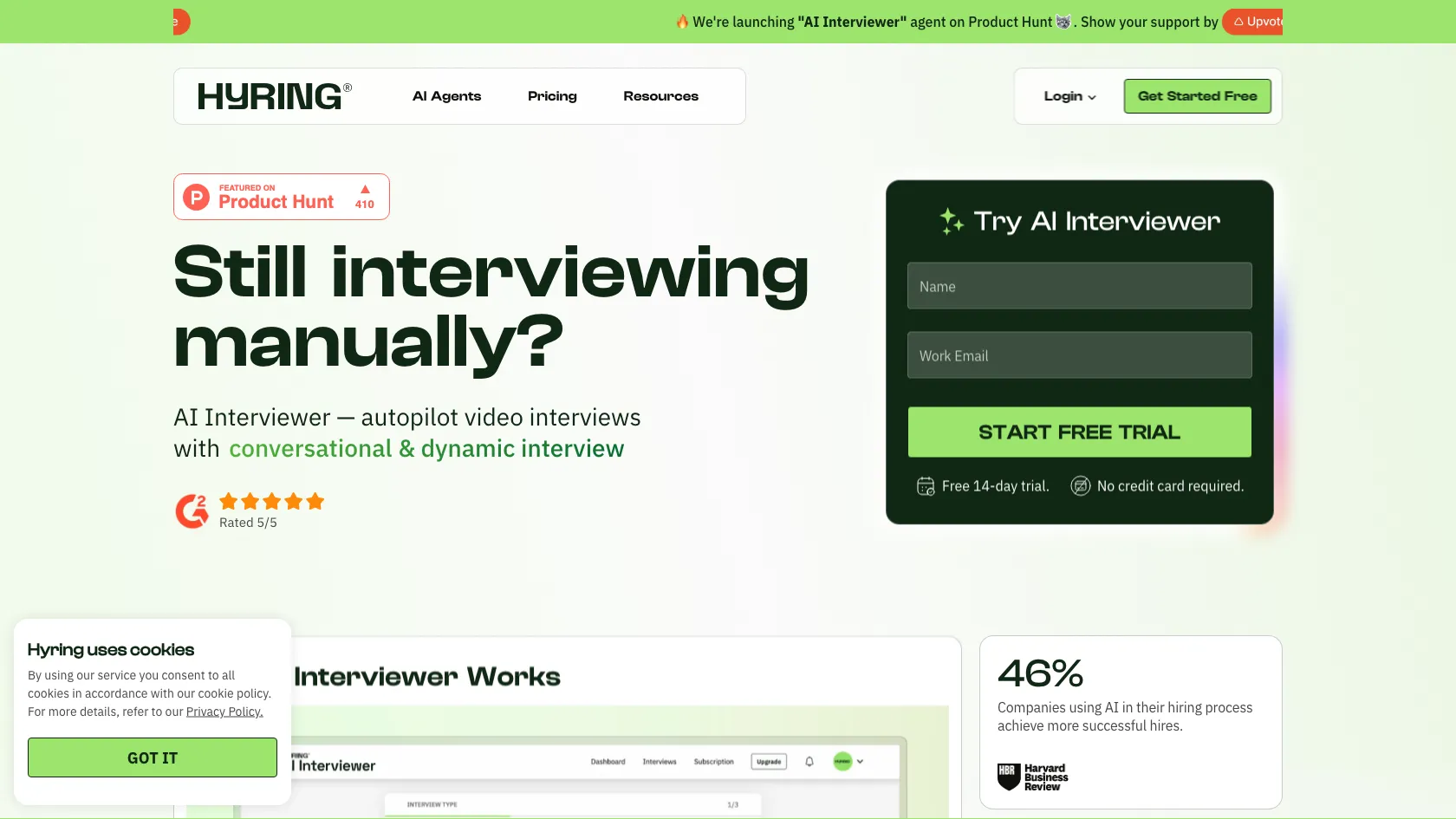 Screenshot or logo of Hyring tool