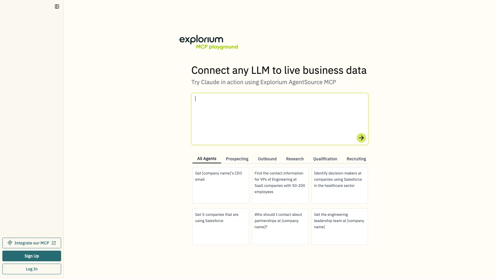 Screenshot or logo of Explorium AgentSource MCP tool