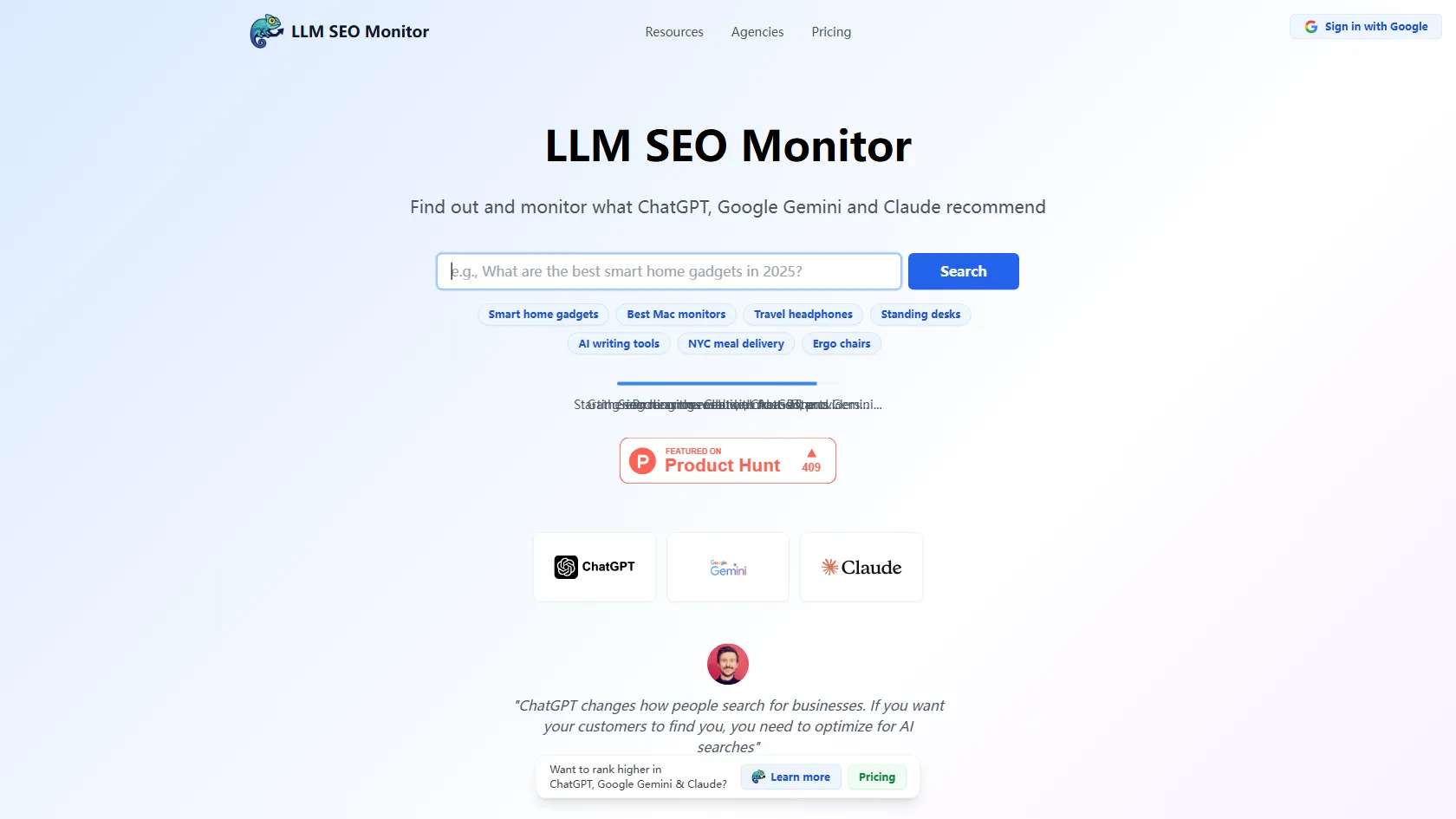 Screenshot or logo of LLM SEO Monitor tool