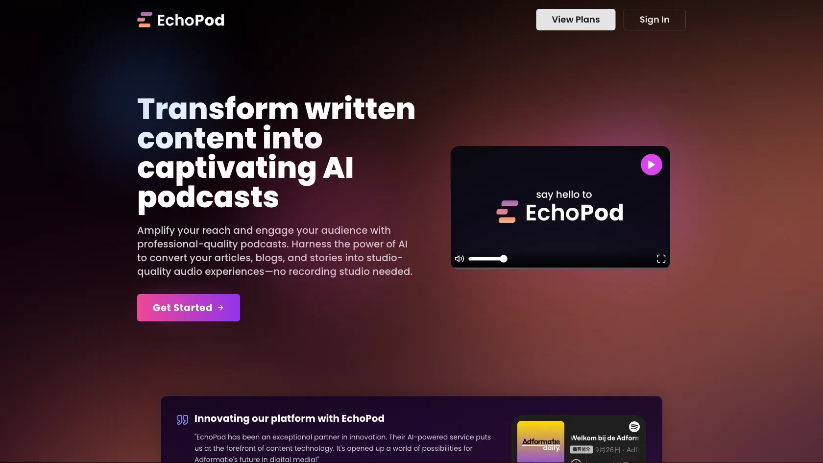 Screenshot or logo of EchoPod tool