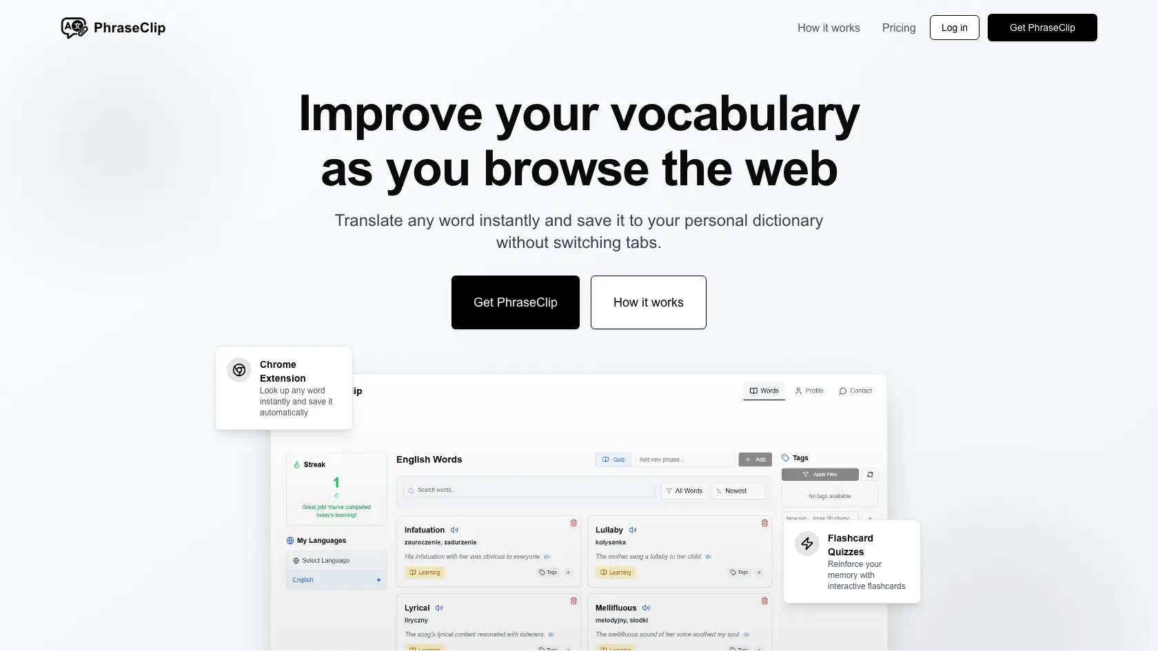 Screenshot or logo of PhraseClip tool