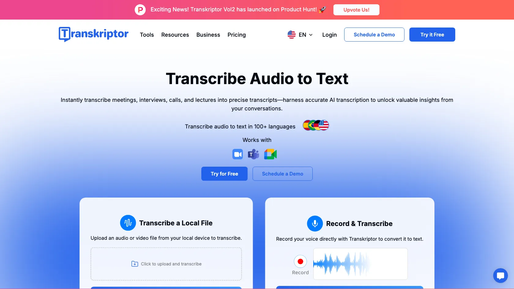 Screenshot or logo of Transkriptor tool