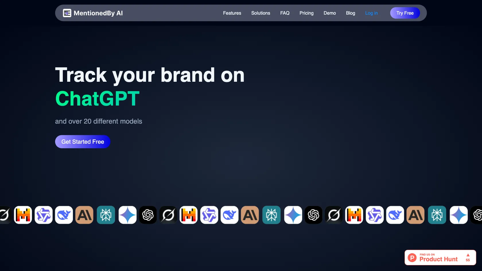 Screenshot or logo of MentionedBy AI tool