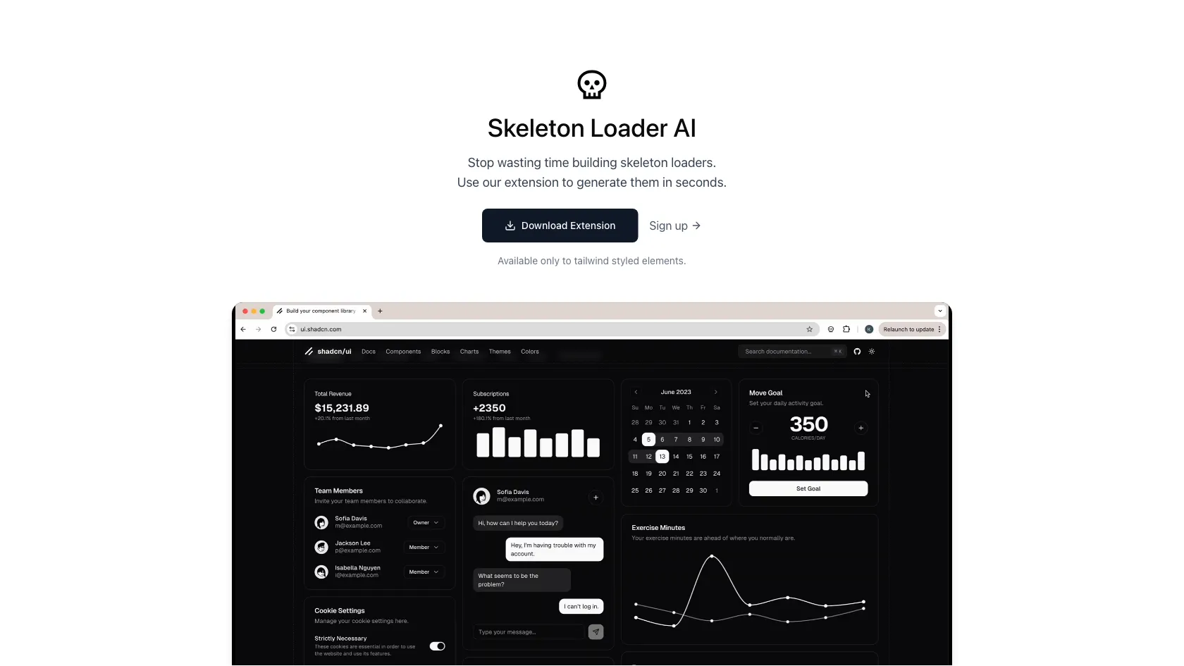 Screenshot or logo of Skeleton Loader AI tool