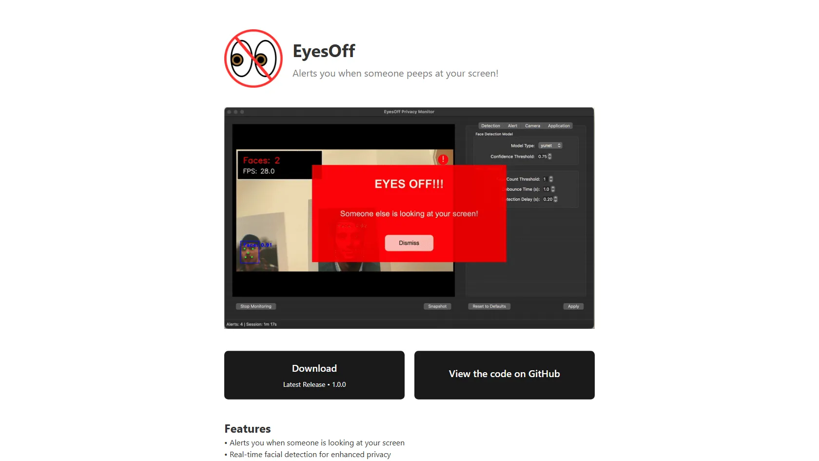 Screenshot or logo of EyesOff tool