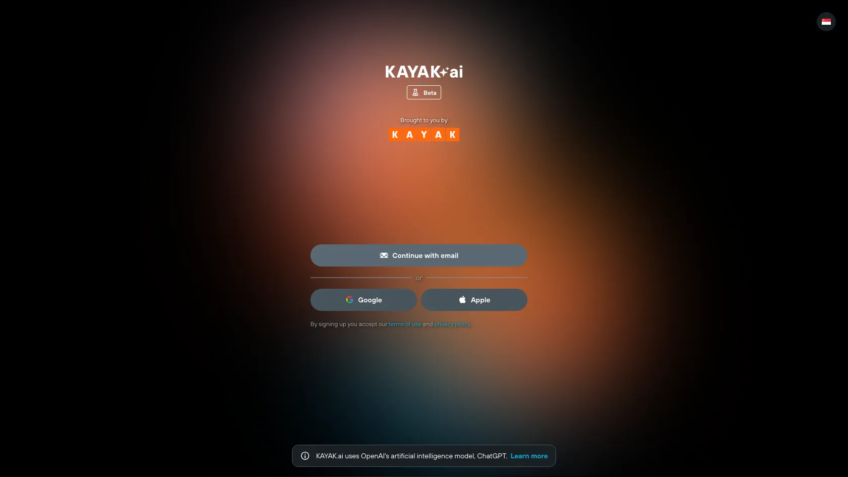 Screenshot or logo of KAYAK.ai tool