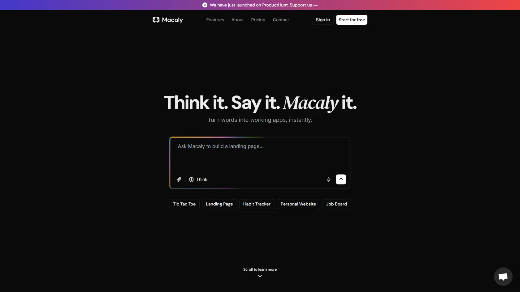 Screenshot or logo of Macaly tool