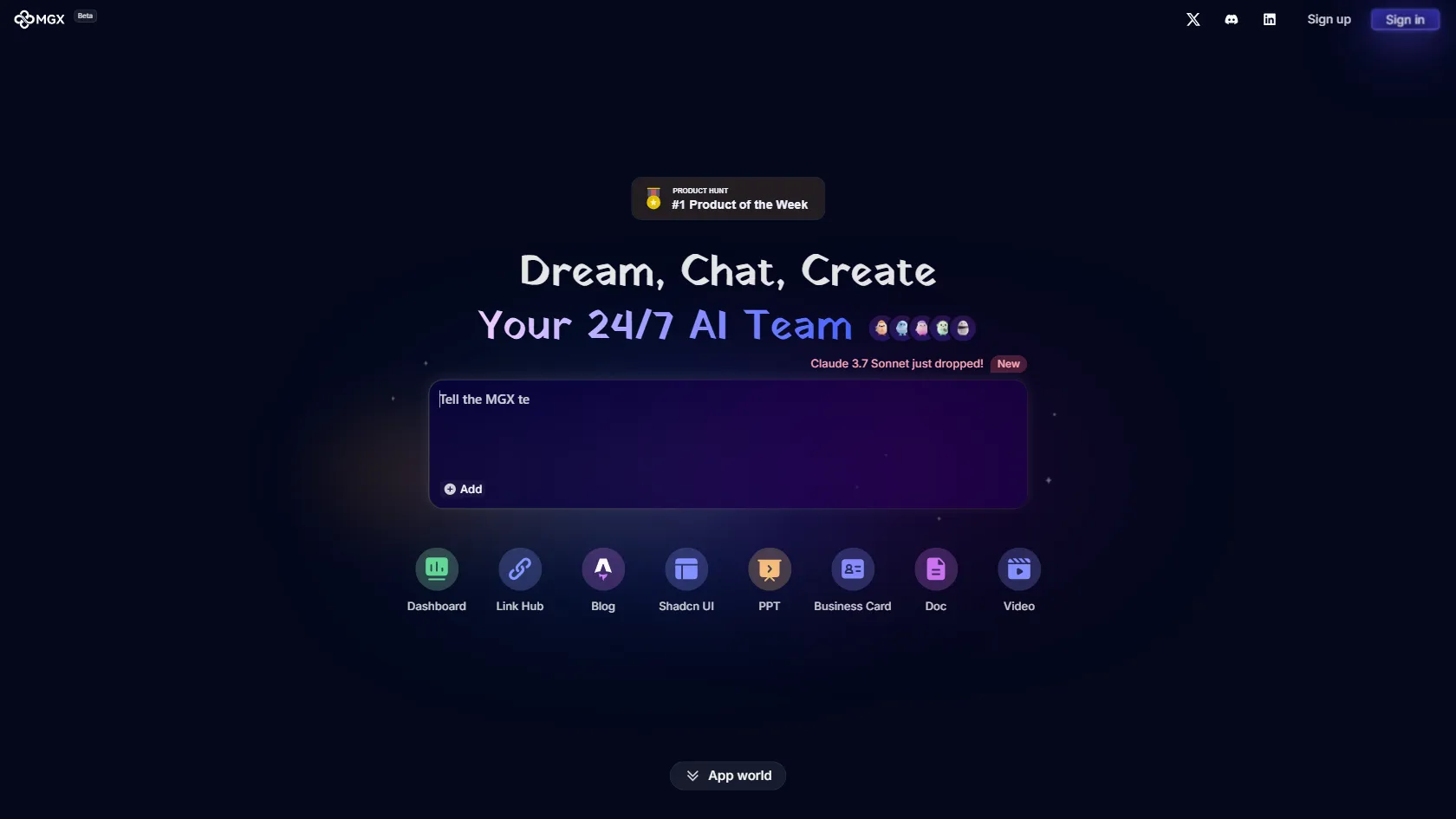 Screenshot or logo of MGX tool
