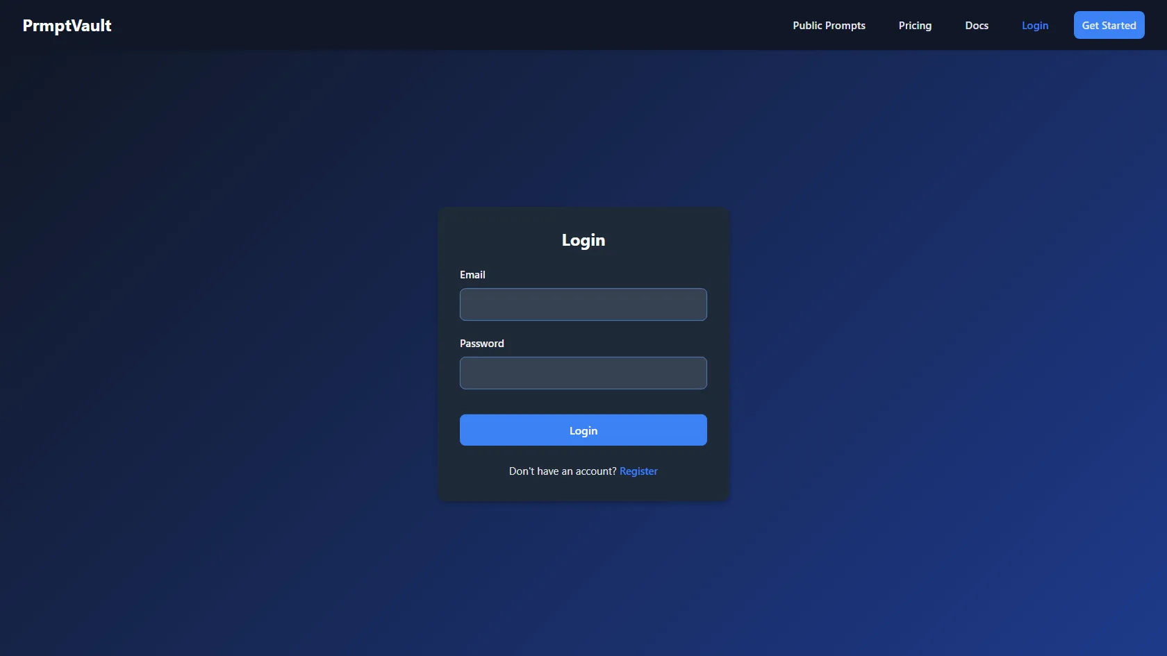 Screenshot or logo of PrmptVault tool