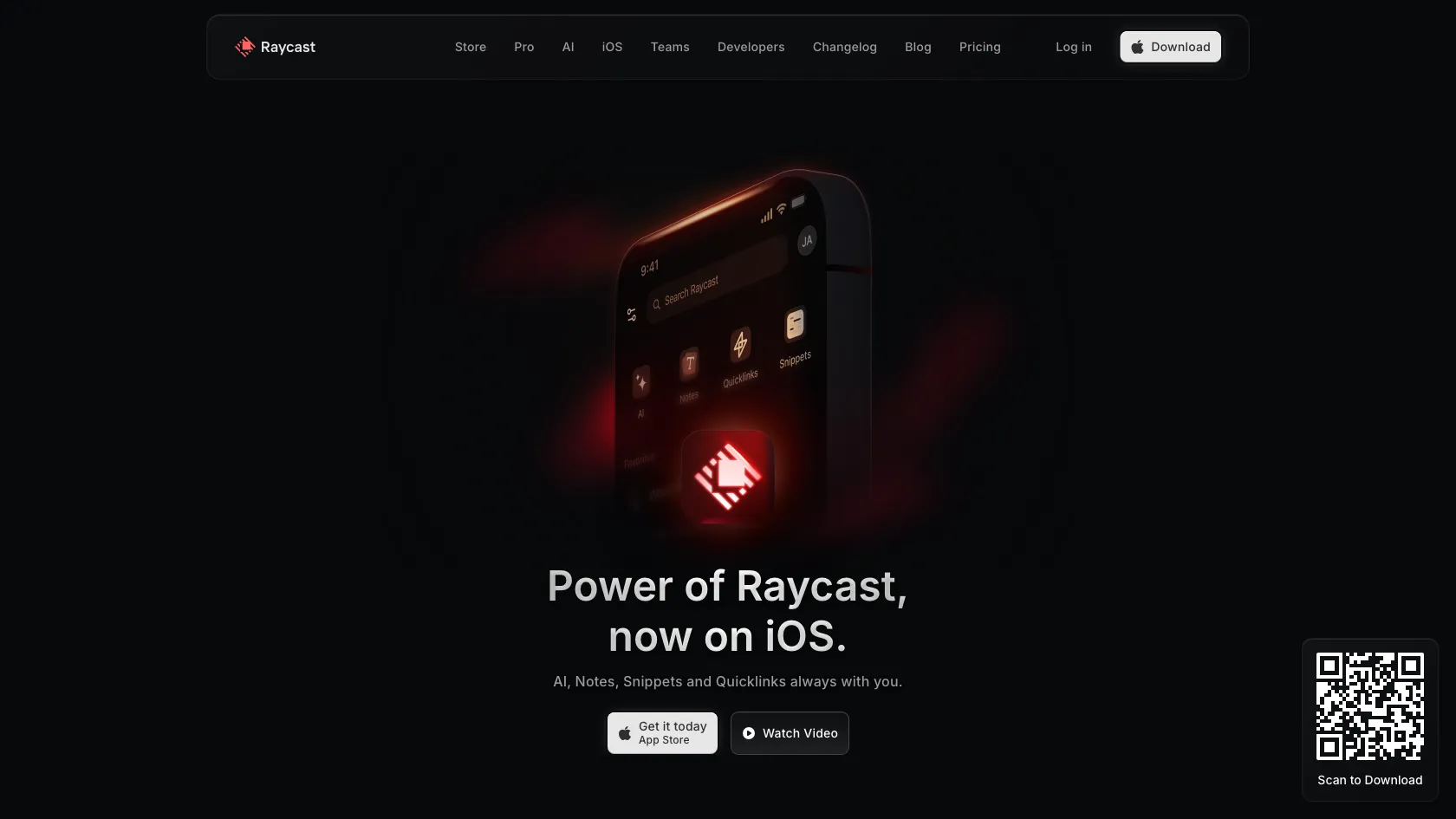 Screenshot or logo of Raycast for iOS tool