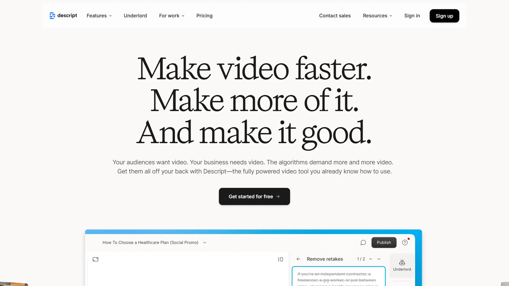 Screenshot or logo of Descript tool