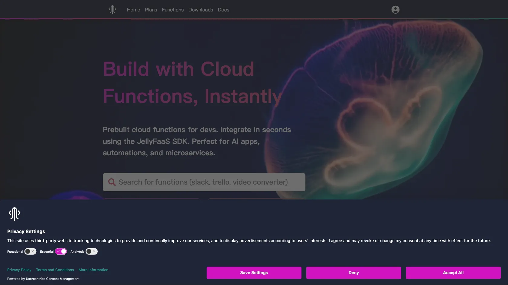 Screenshot or logo of JellyFaaS tool