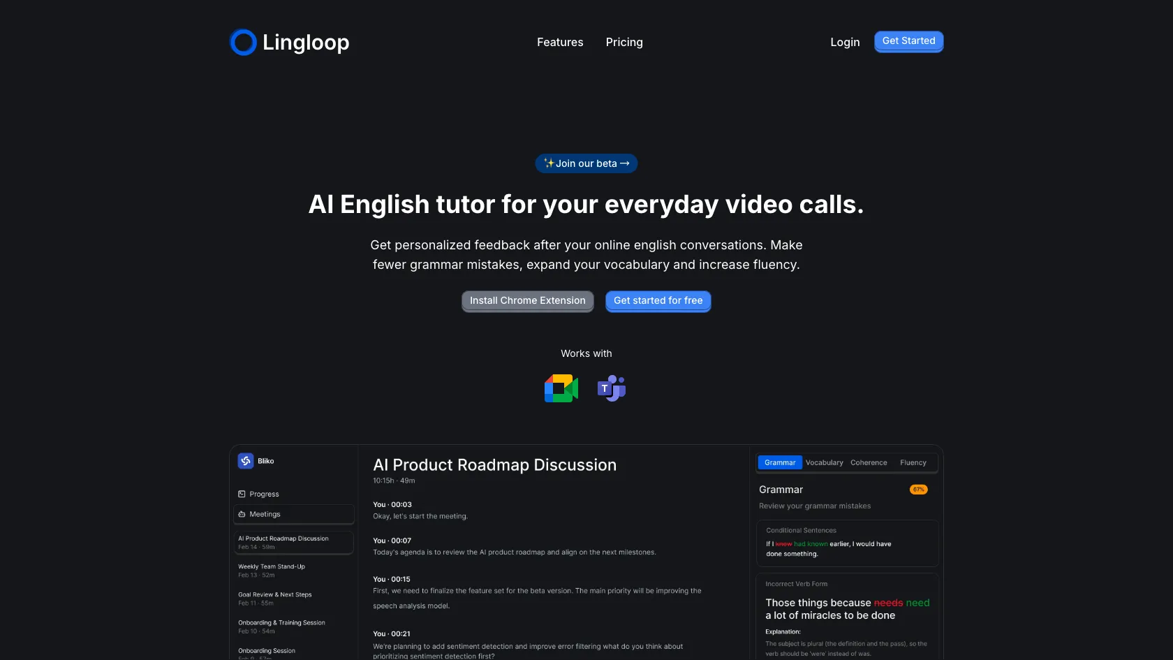Lingloop screen shot